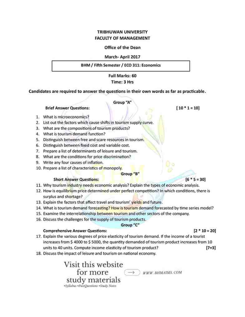 BHM-5th-Semester-Economics-2017-Past-Question 