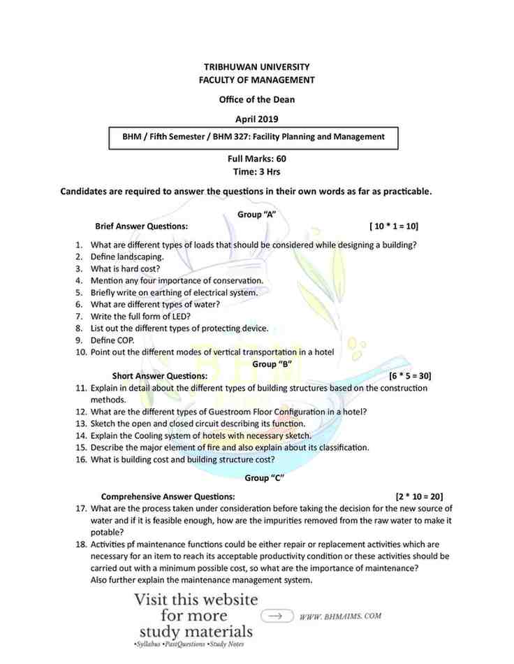 BHM-5th-semester-Facility-planning-and-management-2019-question