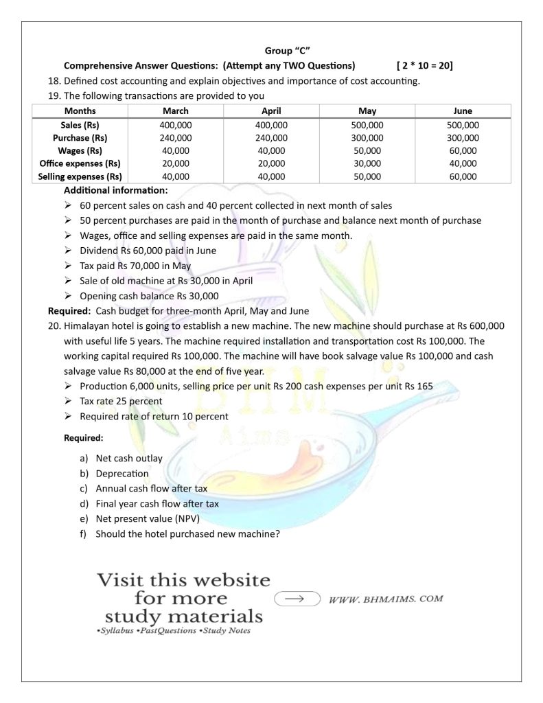 tu-bhm-third-semester-cost-and-management-accountancy-question-paper-2025