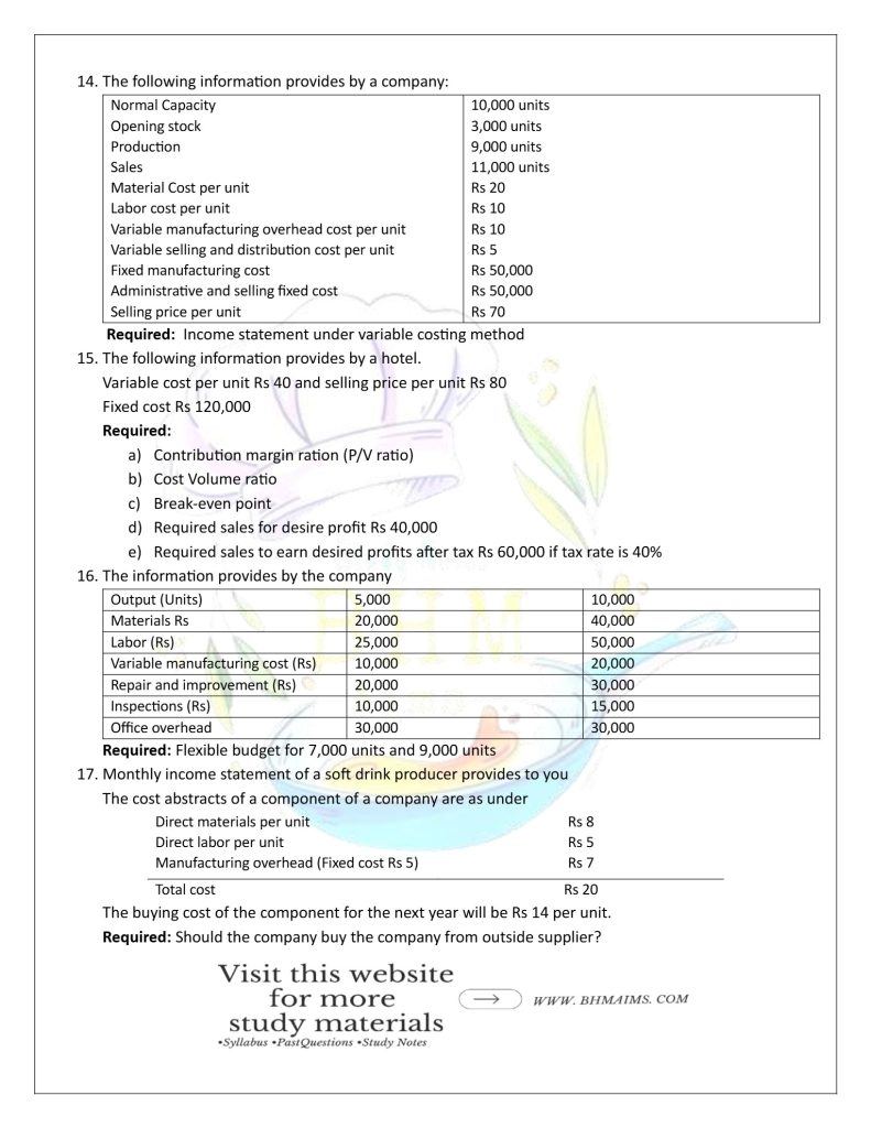tu-bhm-3rd-semester-cost-and-management-accountancy-question-paper-year-2025
