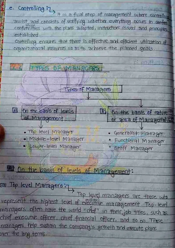 POM 1st semester Introduction to Management Notes 