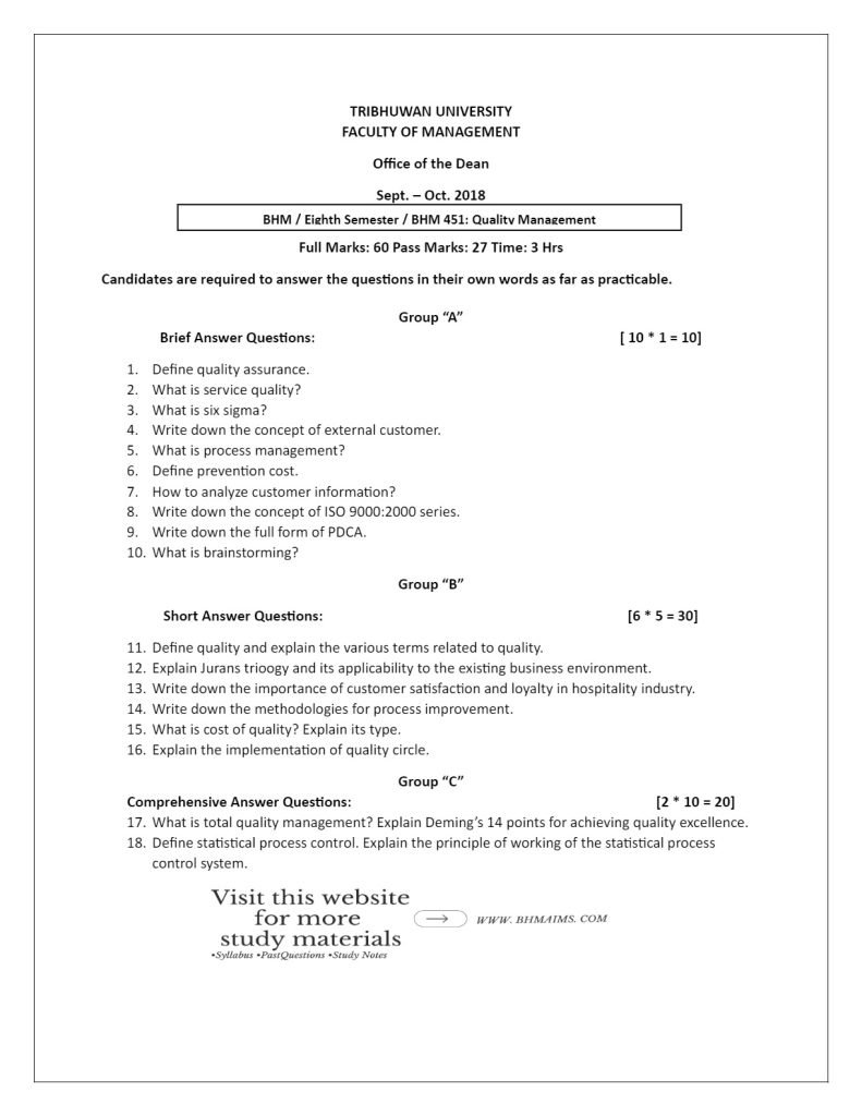 tribhuwan-university-bhm-8th-semester-quality-management-2018-old-year-question-paper