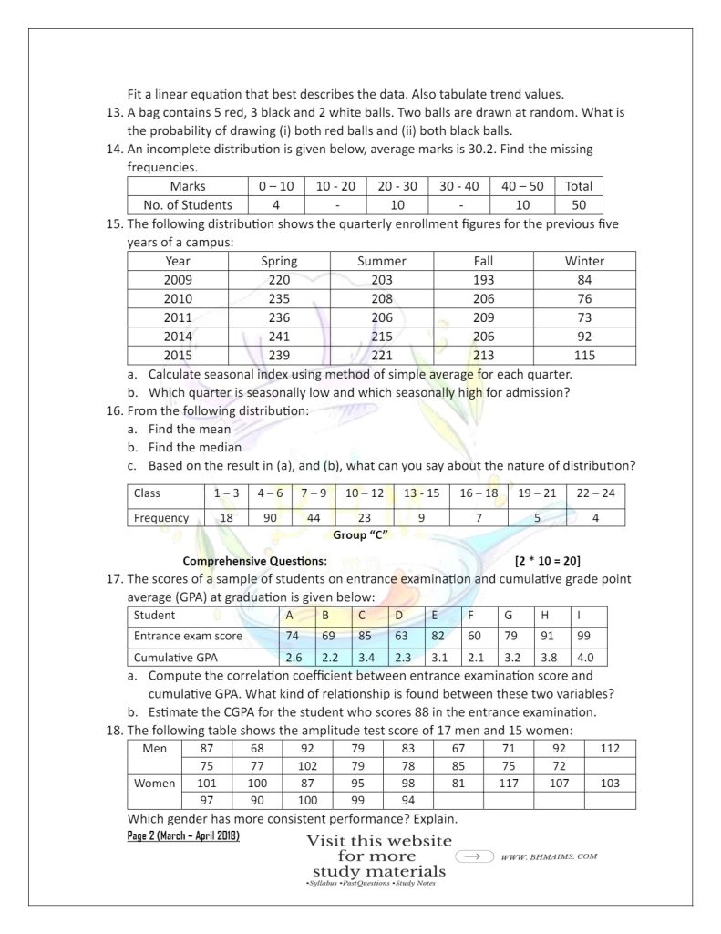 tu-bhm-5th-semester-statistics-past-question-paper-2018