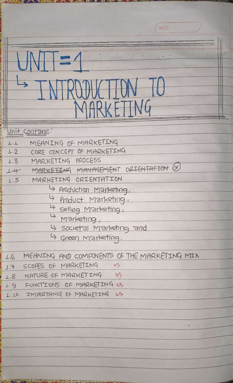 Unit 1 : Introdution - Sales and Marketing Notes