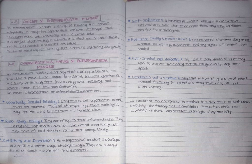 Unit 1: Introduction to Entrepreneurship and Business Idea Notes - BHM