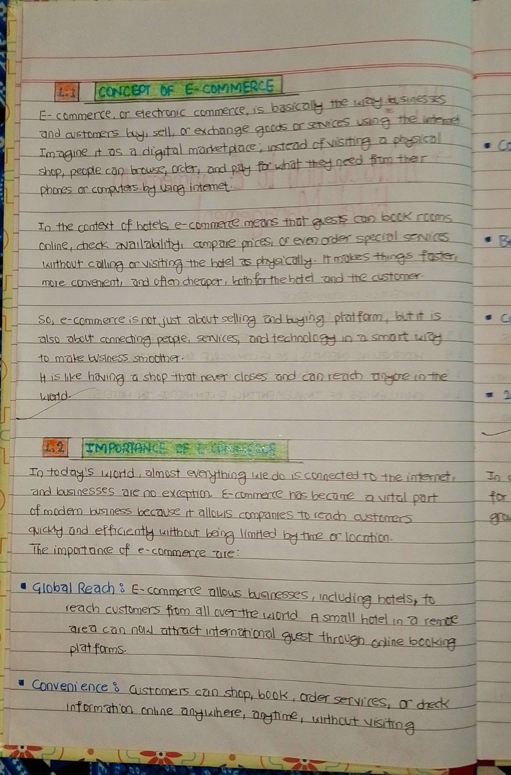 Unit 1: Introduction to E-commerce in Hotel Management - Notes