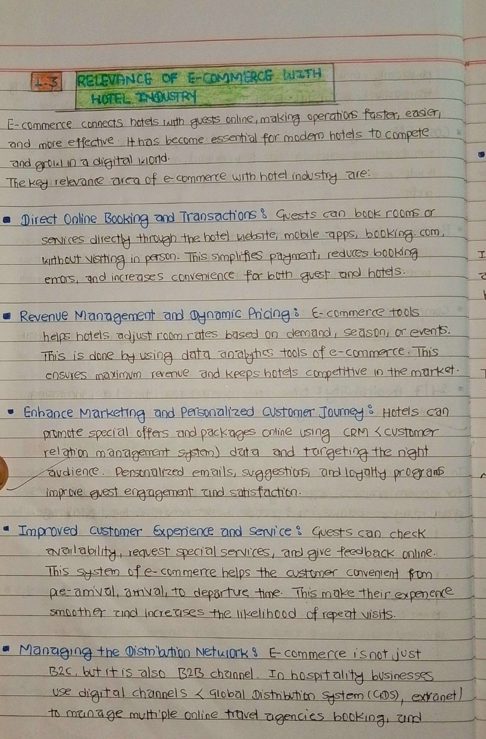Unit 1: Introduction to E-commerce in Hotel Management - Notes